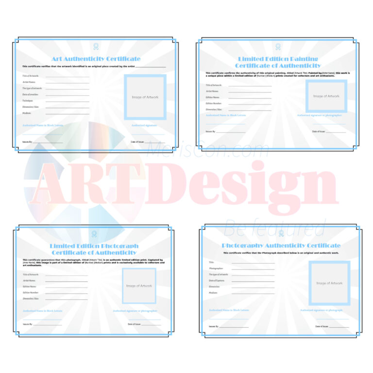 Professionelle Vorlagen für Kunst- Echtheitszertifikate (Word & PDF)