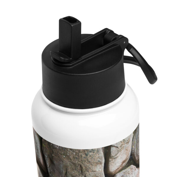 stainless steel water bottle with a straw lid white